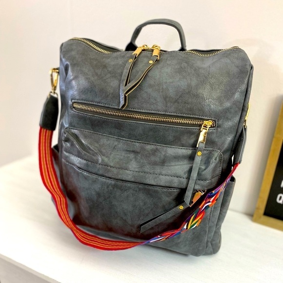 BRAND NEW! Grey Camden Bag w/Aqua Brown Crossbody Strap💙🤎 - Picture 9 of 16